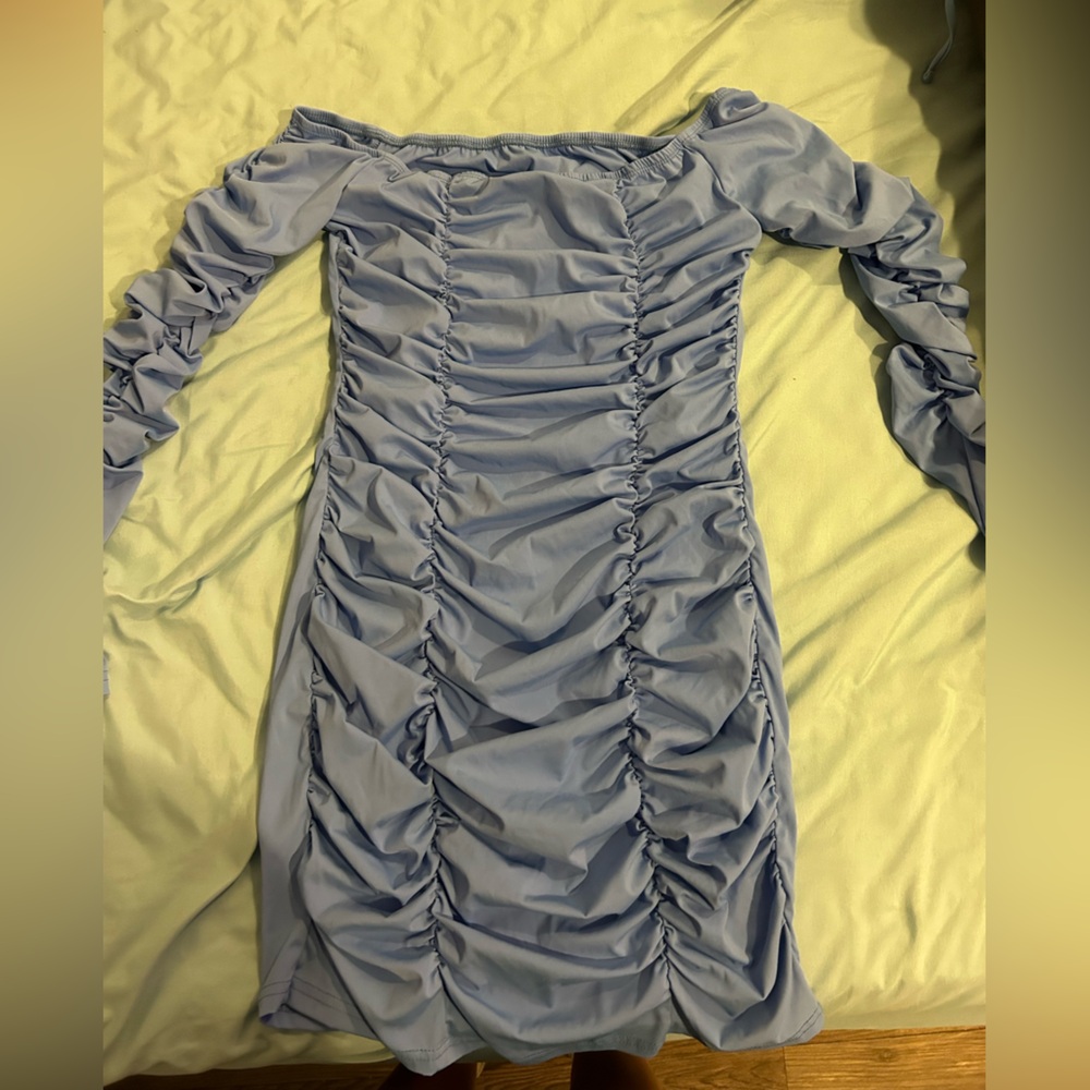 Ruched midi dress, light sky blue